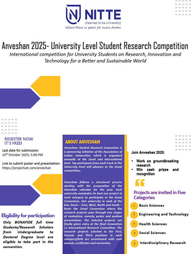 Brochure - Anveshan 2025 - University Level Competition | PDF