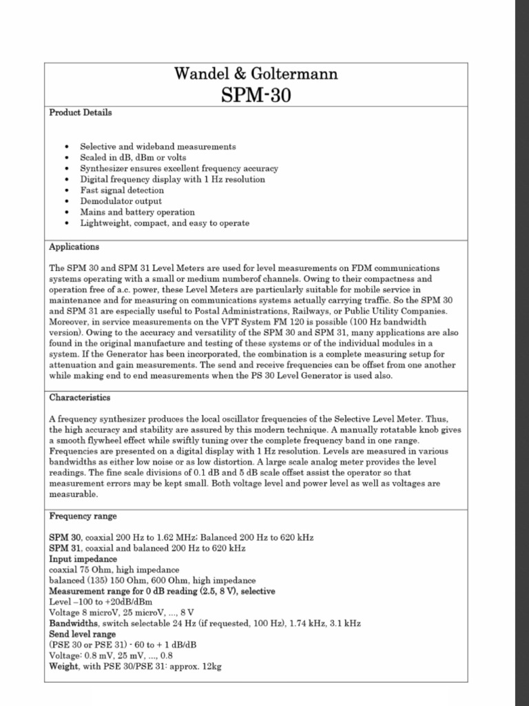 Wandel Goltermann SPM-31 | PDF