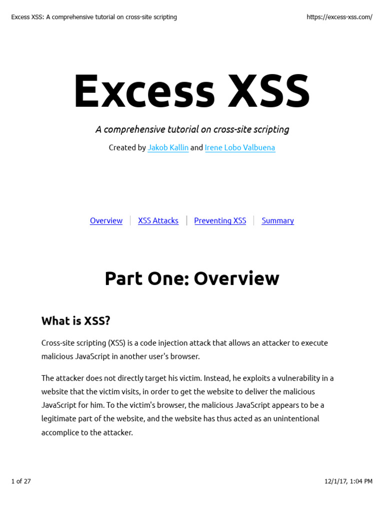 Excess Xss | PDF | Dynamic Web Page | Java Script