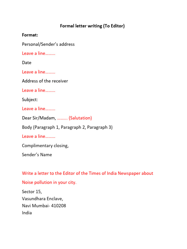 Formal Letter Writing To Editor Gr.7 | PDF | Noise | Environmental Issues