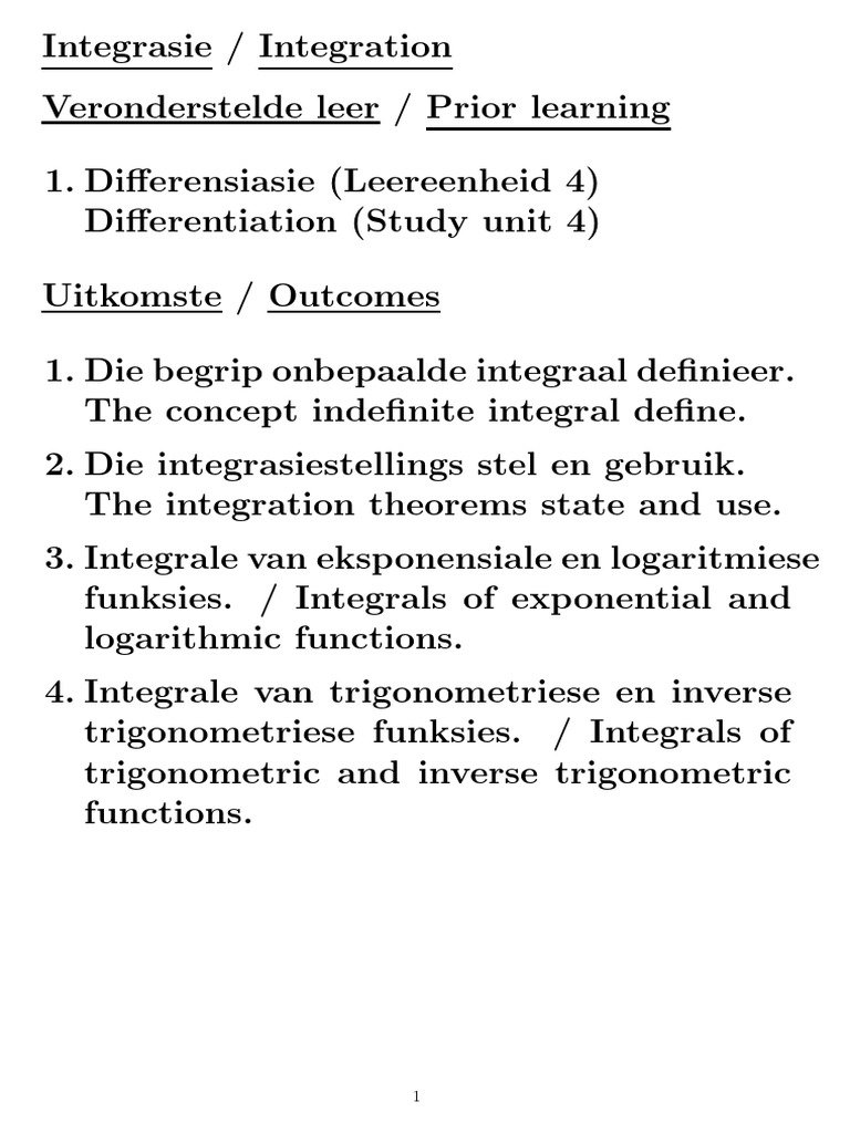 Integrasie | PDF | Integral | Function (Mathematics)