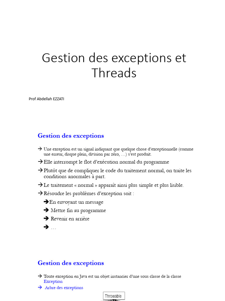 Gestion Des Exceptions Et Threads | PDF | Java (Langage de ...