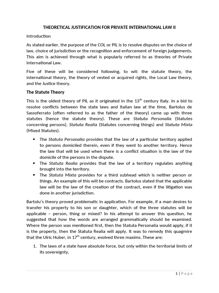 Theoretical Justification For Private International Law II 25-26 | PDF ...