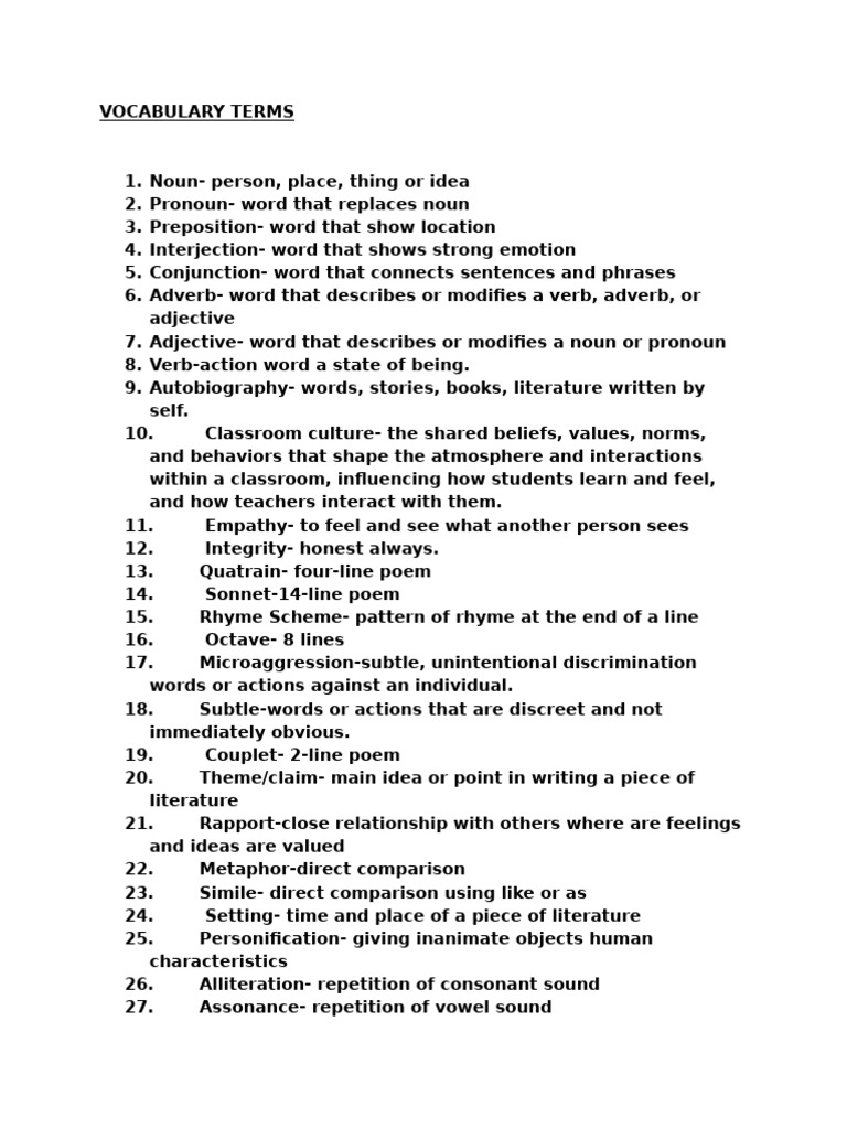 Vocabulary+Terms+Part+1 | PDF | Poetry | Word