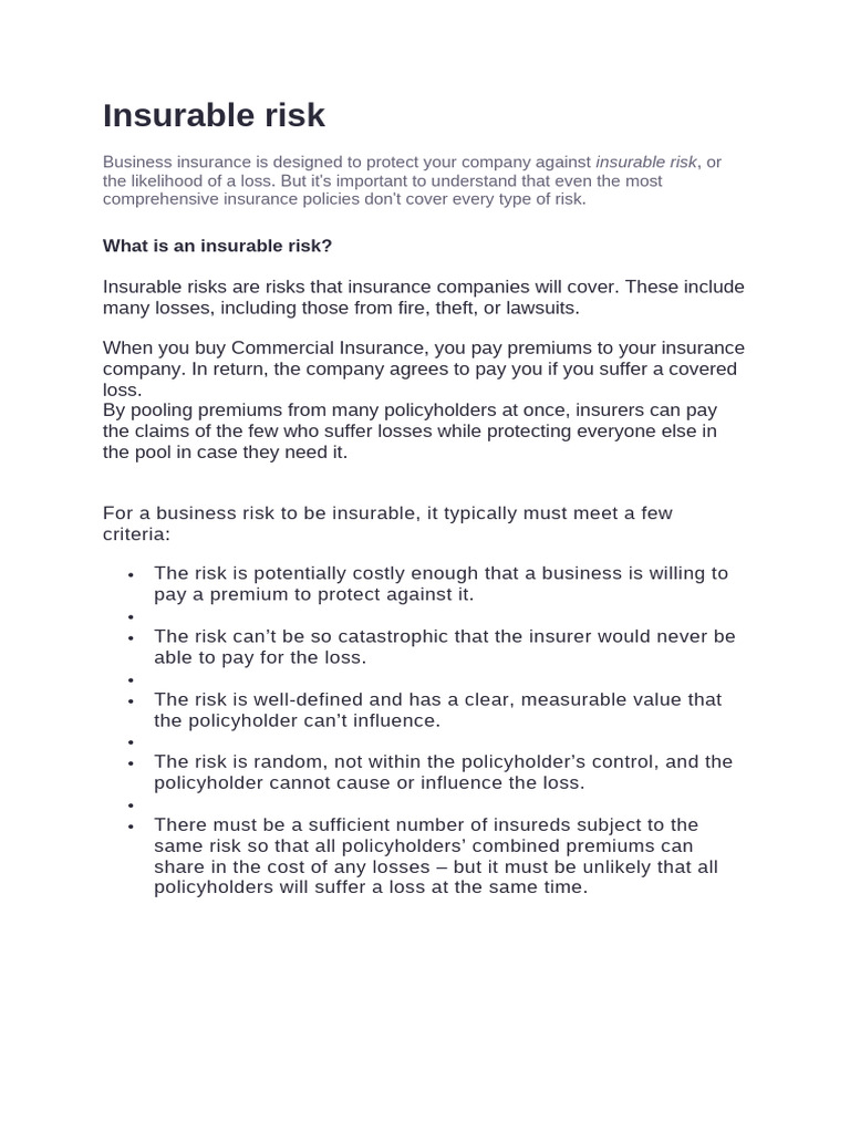 Insurable Risk | PDF