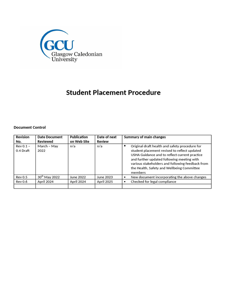 Student Placement Procedure July2024 | PDF | Occupational Safety And ...