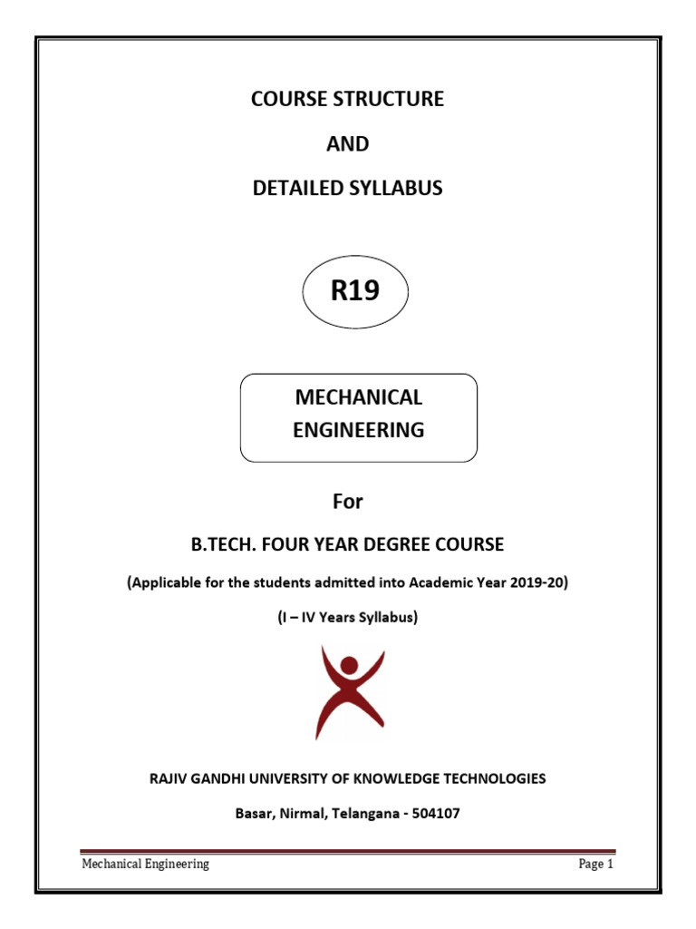 R19 - 2019-20 Mechanical Engineering Course Structure with Syllabus ...