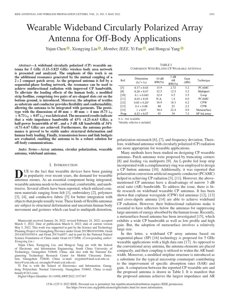 Wearable Wideband Circularly Polarized Array Antenna for Off-Body ...