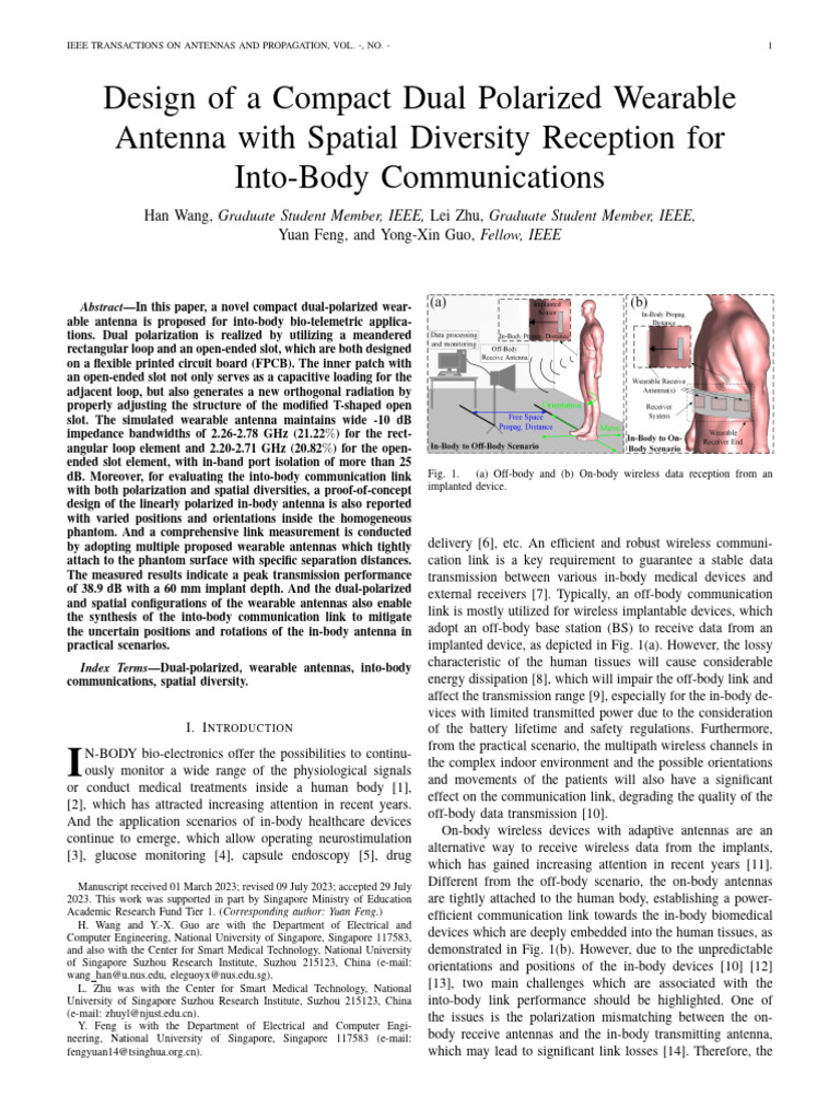 Design of A Compact Dual Polarized Wearable Antenna With Spatial ...
