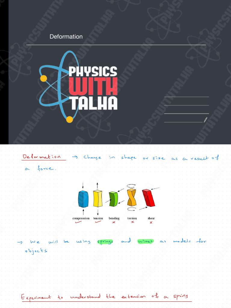 Deformation Notes | PDF | Young's Modulus | Elasticity (Physics)