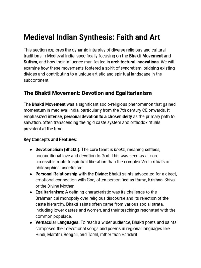 Medieval Indian Synthesis - Faith and Art | PDF | Bhakti | Sufism