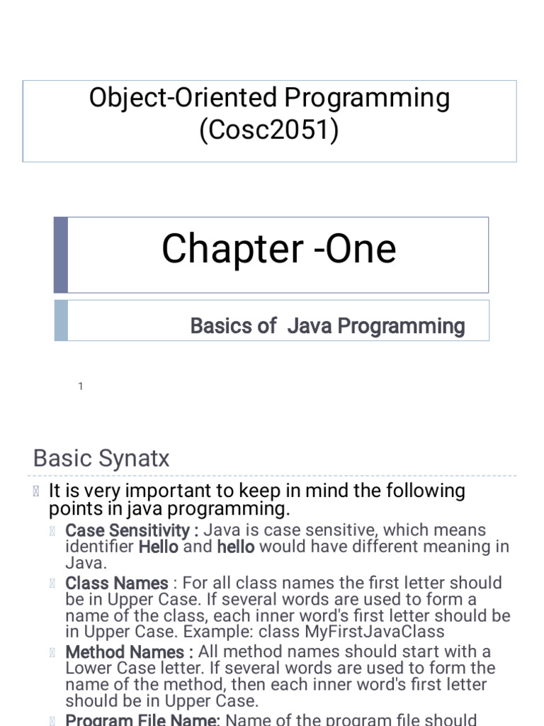 Object Oriented Programming Chapter 1 - Basics of Java | PDF | Data ...