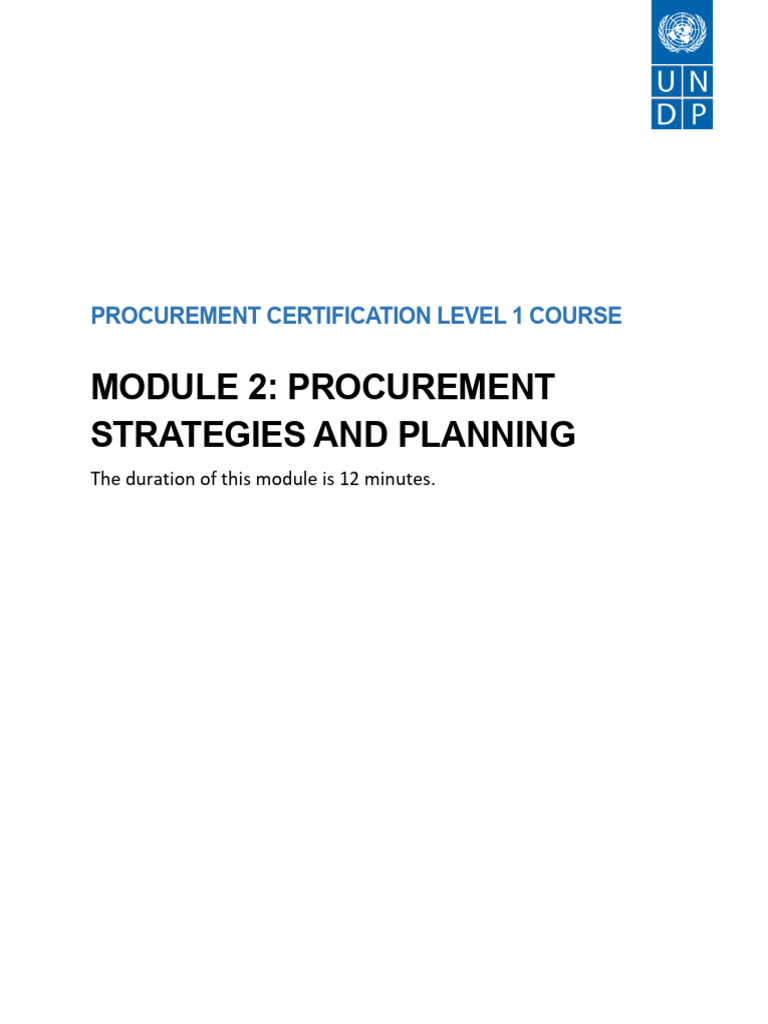 m2 Procur Strategies Planning | PDF | Procurement | Project Management