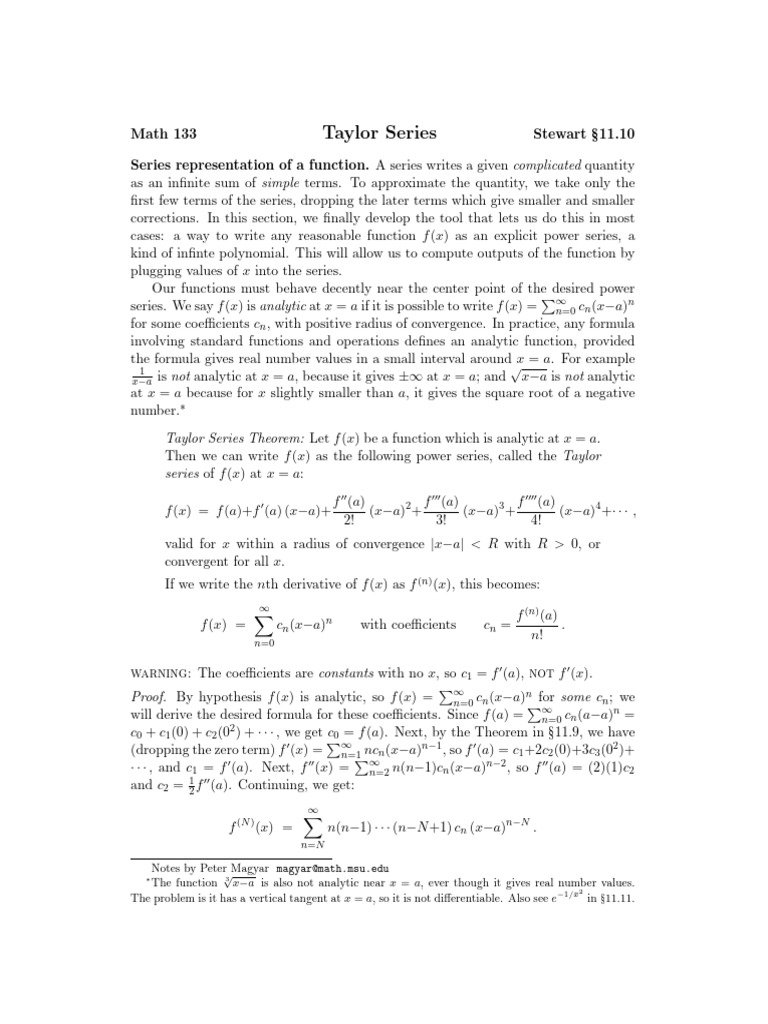 11.10 Taylor Series | PDF | Power Series | Mathematical Analysis