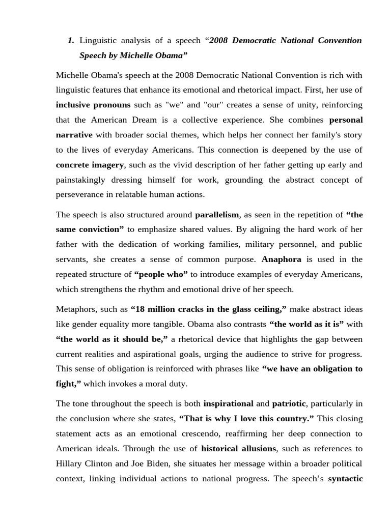 Linguistic Analysis of A Speech | PDF