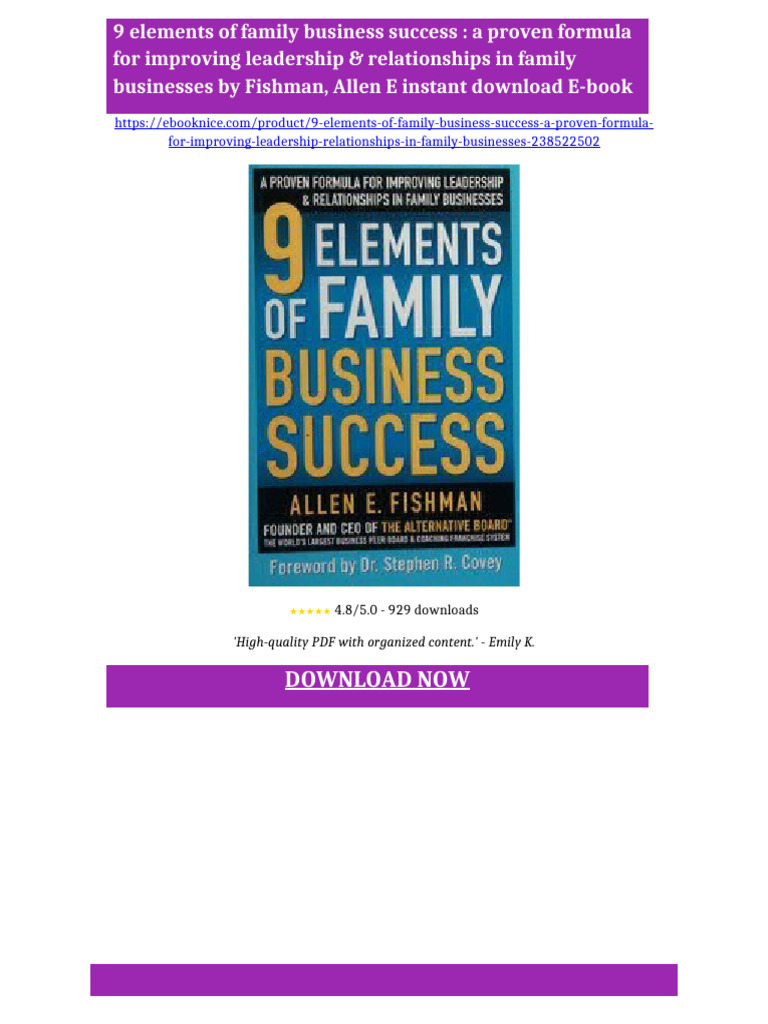 9 elements of family business success : a proven formula for improving ...