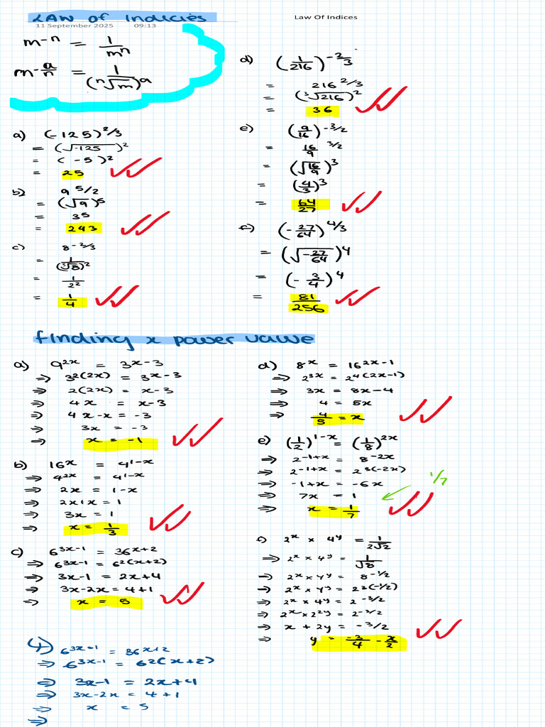Law of Indices | PDF