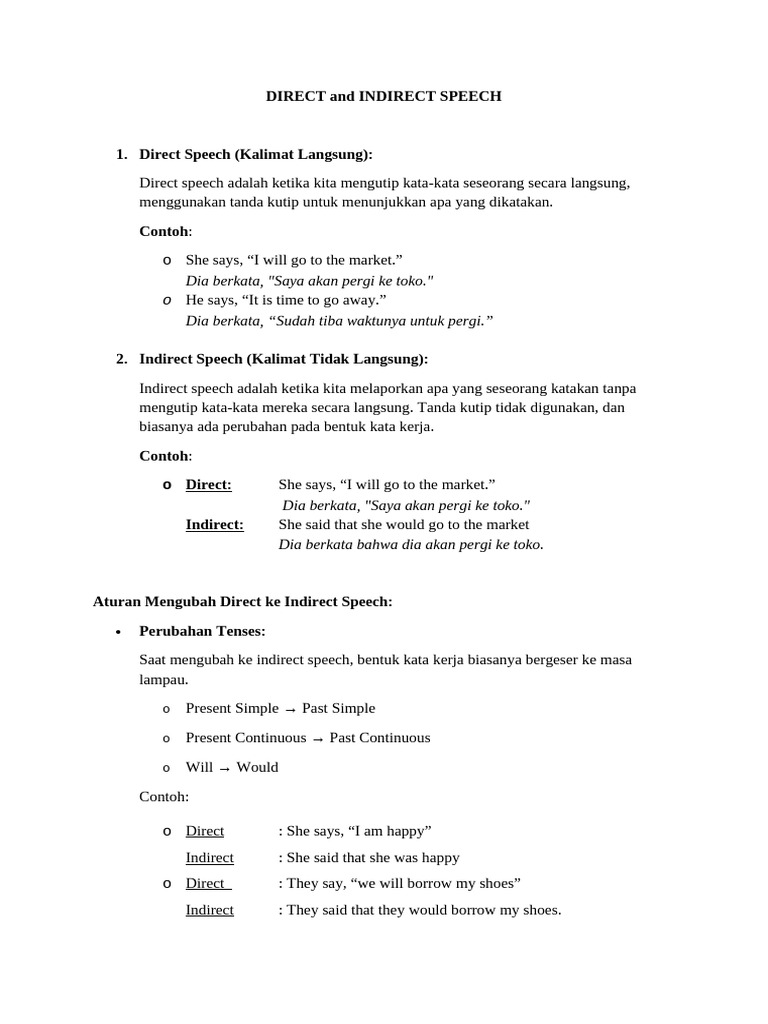 Direct and Indirect Speech | PDF | Linguistics | Syntax