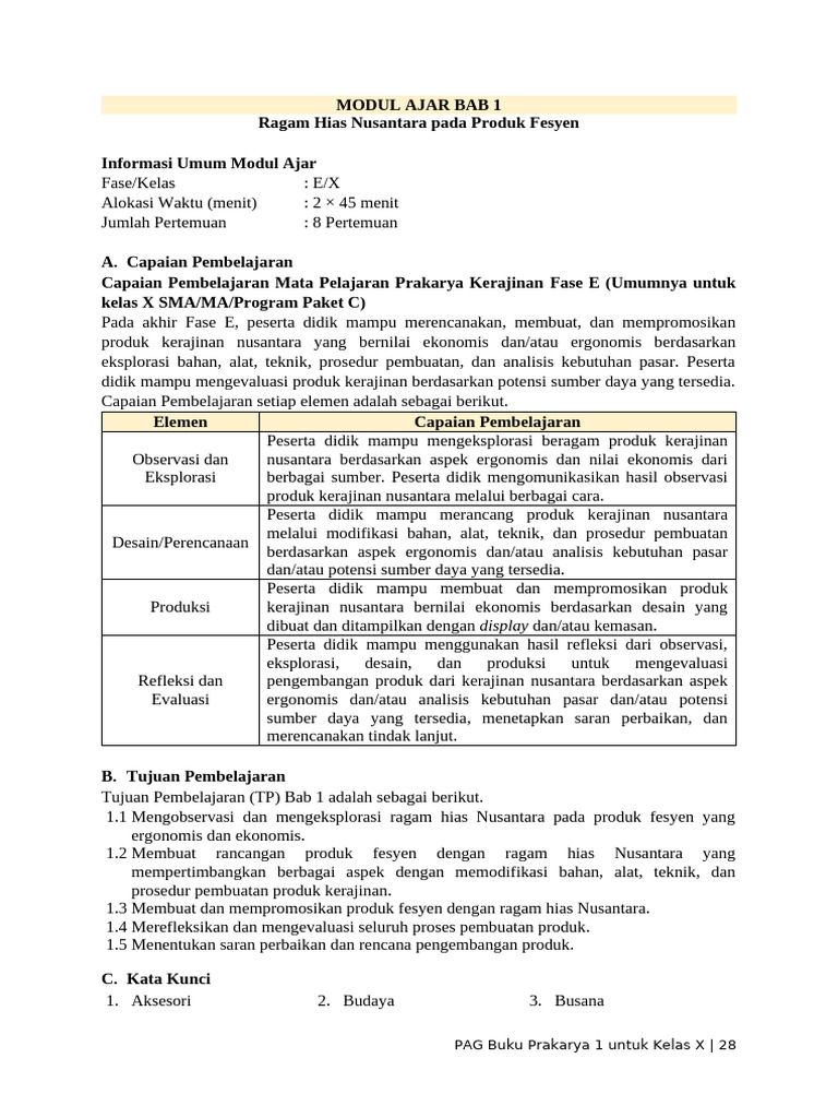 Modul Ajar Bab 1 | PDF