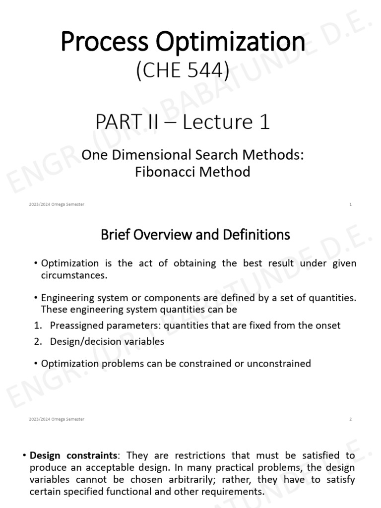 Process Optimization-Fibonacci Method | PDF | Mathematical Optimization ...