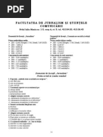 Subiecte Admitere 2005 Facultatea de Jurnalism Si Stiintele Comunicarii