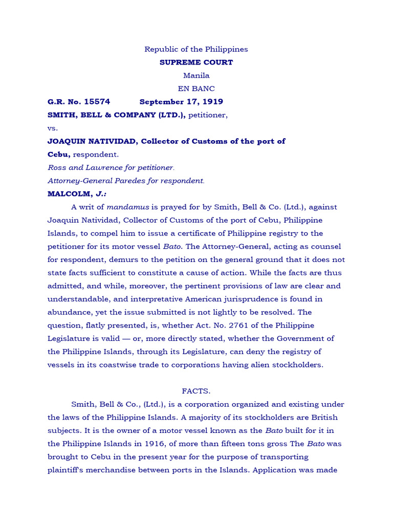 Case 1. Smith vs Natividad.police Power | PDF | Due Process Clause ...