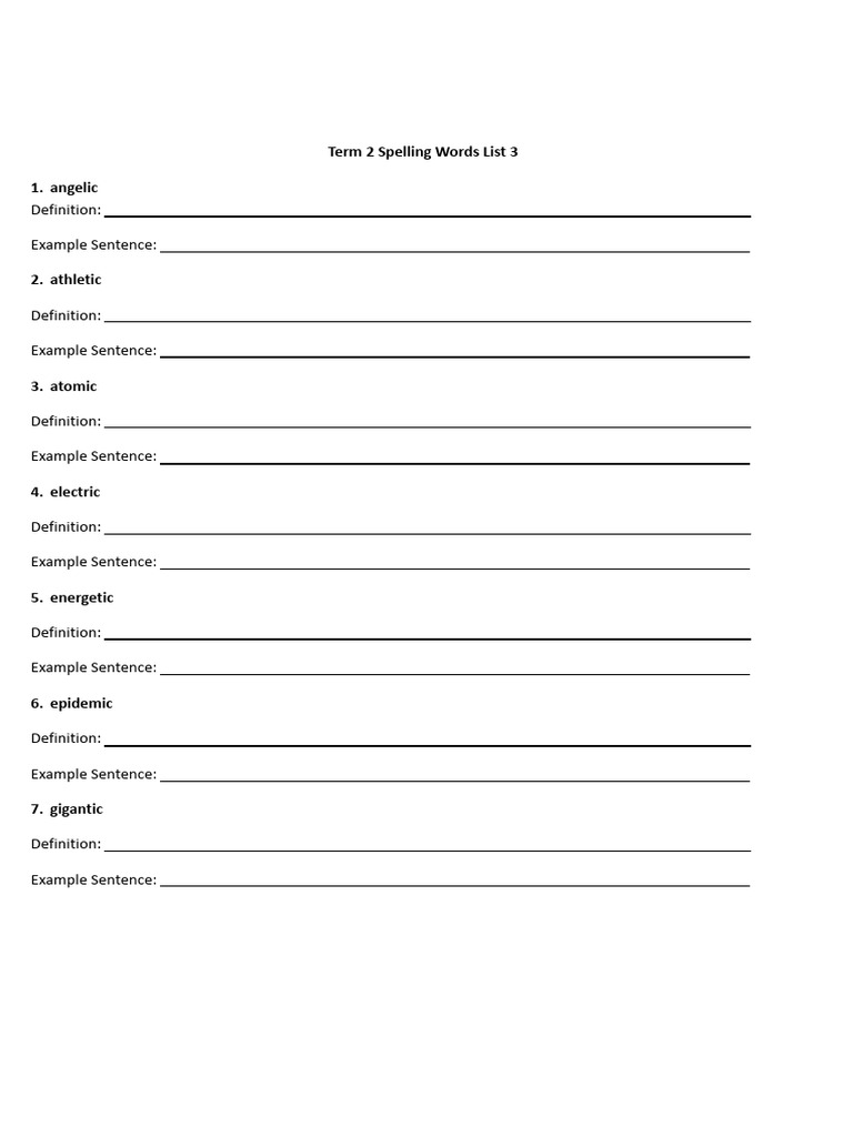 Term 2 Spelling Words List 3.Docx | PDF