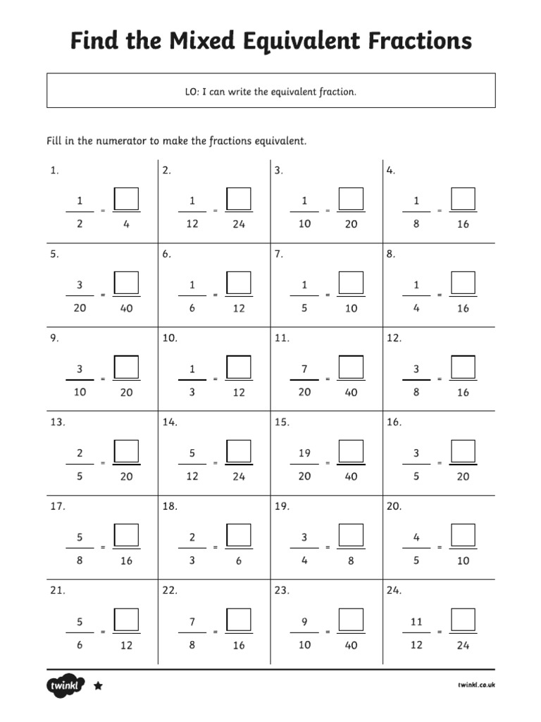 Equivalent, Comparing and Ordering Fractions | PDF