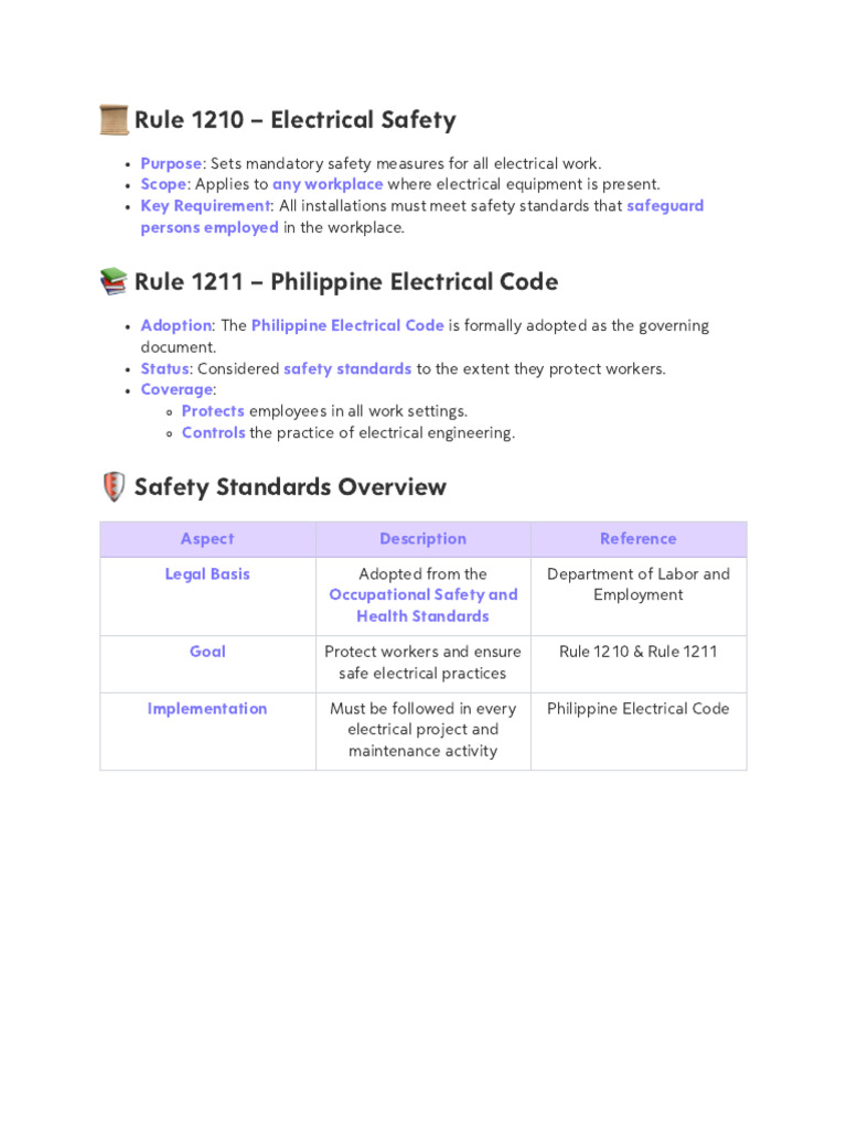 Rule 1210 Electrical Safety | PDF