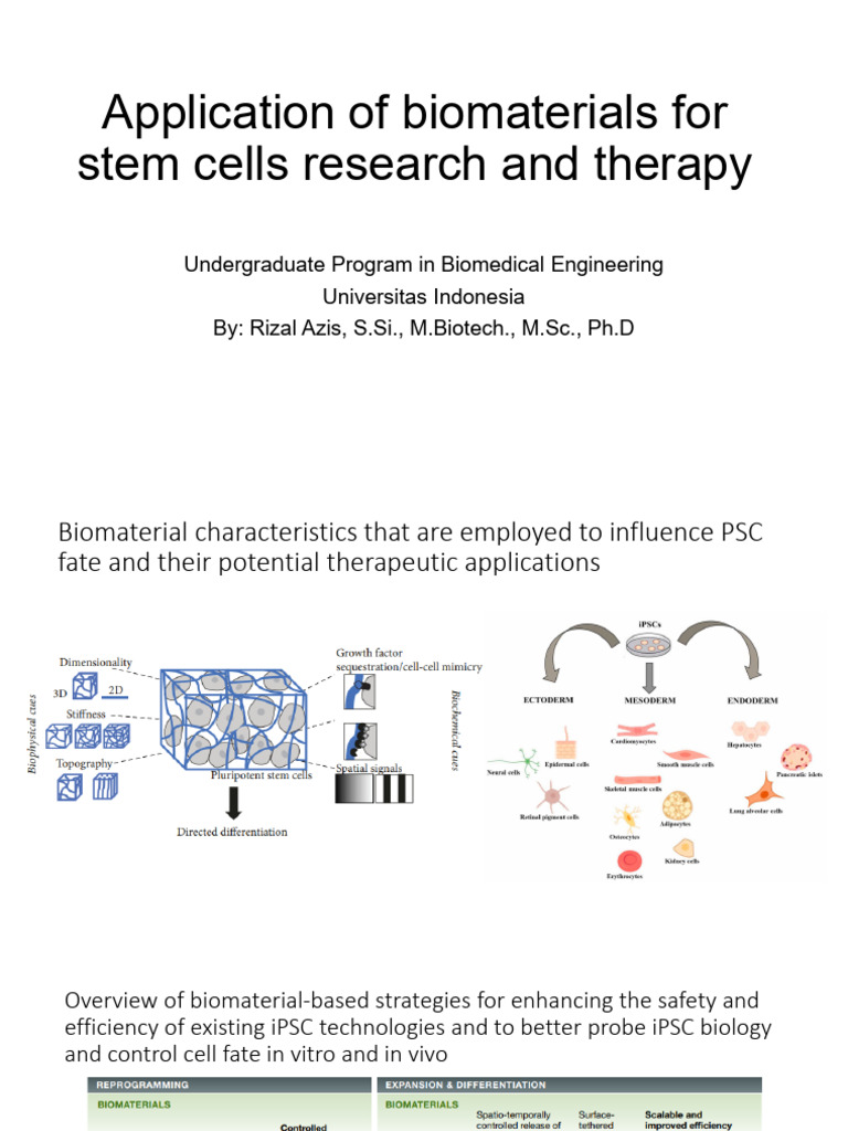 Application of Biomaterials for Stem Cells Research and Therapy | PDF ...
