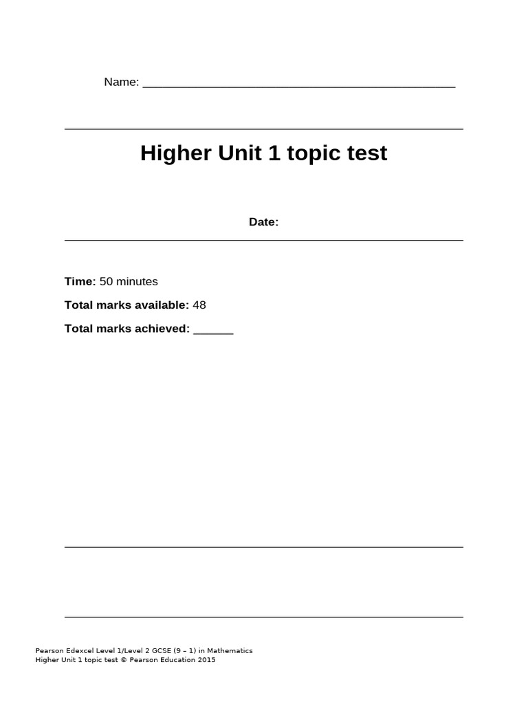 Higher Unit 1 Topic Test | PDF | Rounding | Multiplication