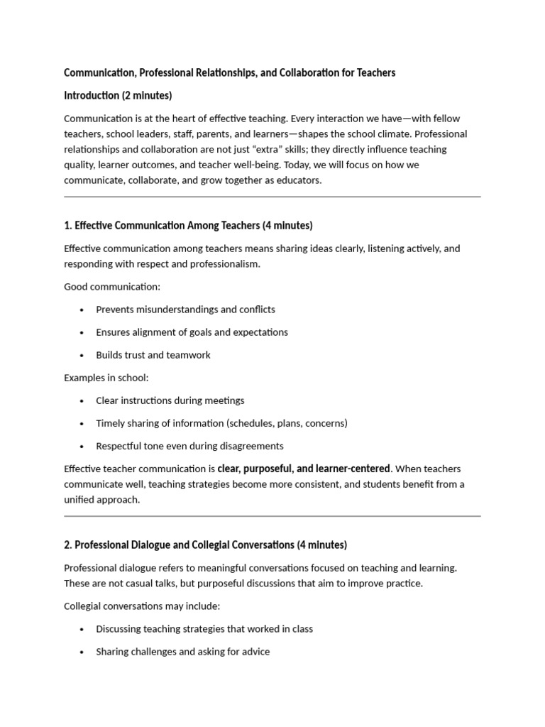 Communication, Collaboration | PDF | Teachers | Collaboration