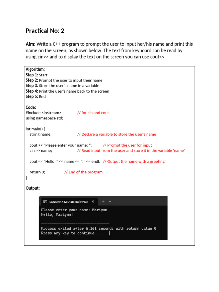 C++ Practical 2 | PDF