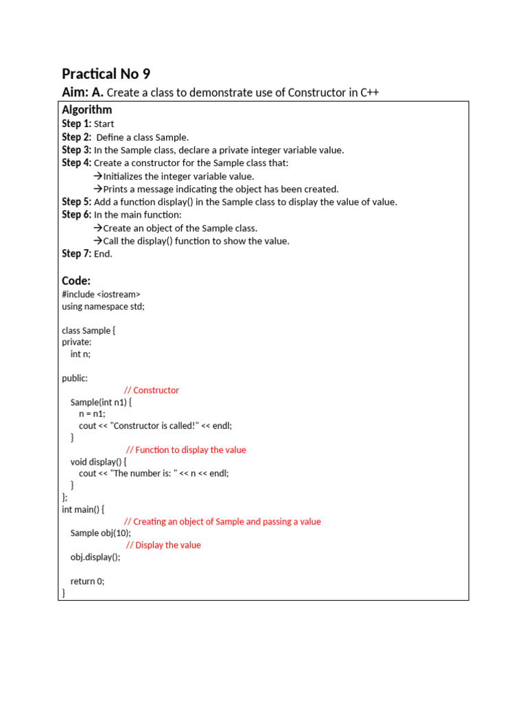 C++_Practical_9 (1) | PDF | Constructor (Object Oriented Programming ...