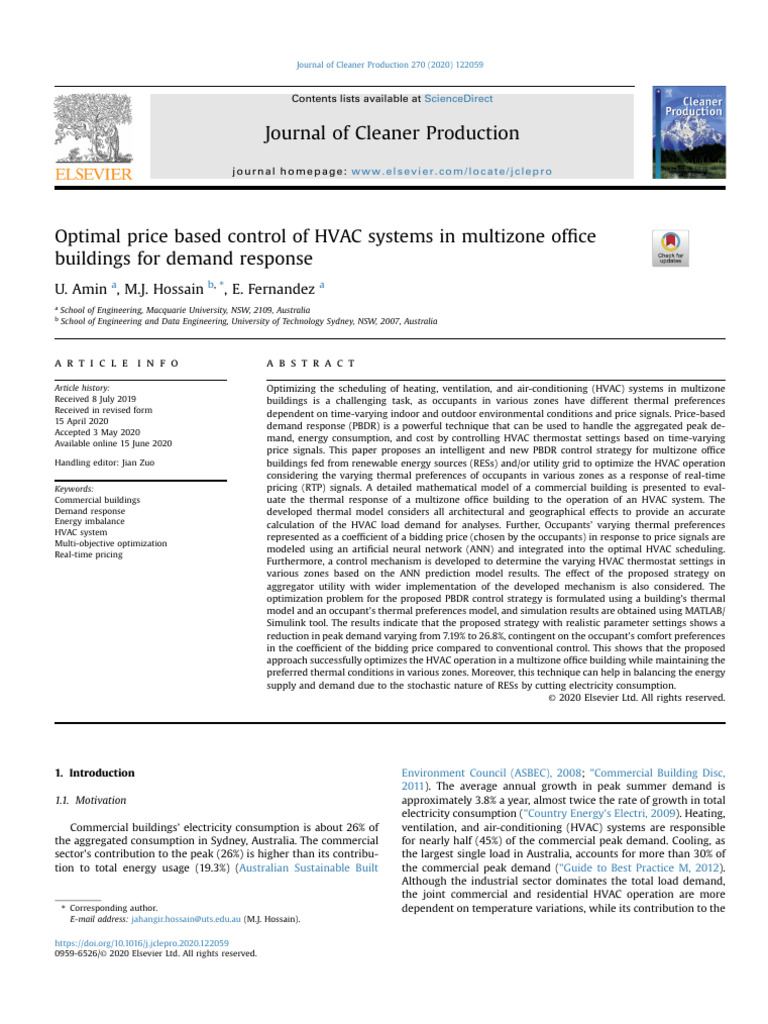 Optimal Price Based Control of HVAC Systems in Multizone Office | PDF ...