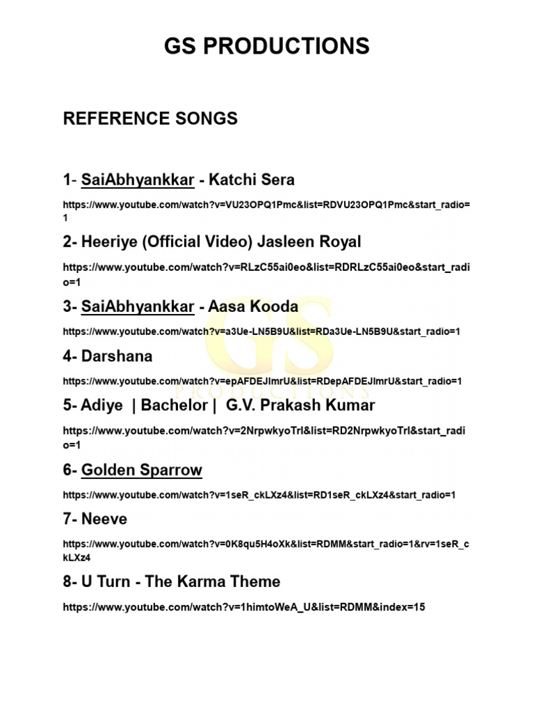 Reference Songs | PDF