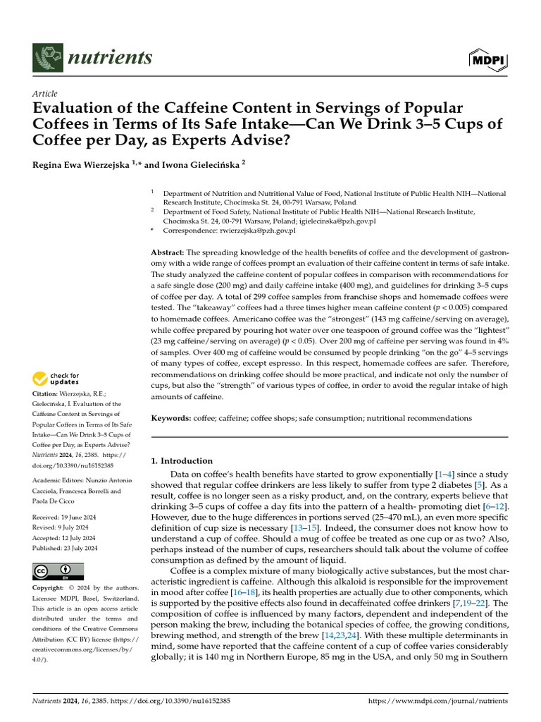 nutrients-16-02385-v2 | PDF | Coffee | Caffeine