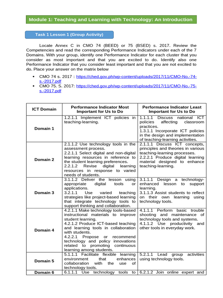 Template Module 1 - Lesson 1 - Task 1 2025-2026 | PDF | Educational ...