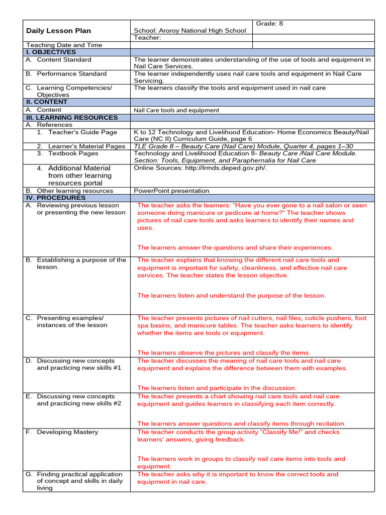 DLP-Format-G-03-1 | PDF | Learning | Teachers