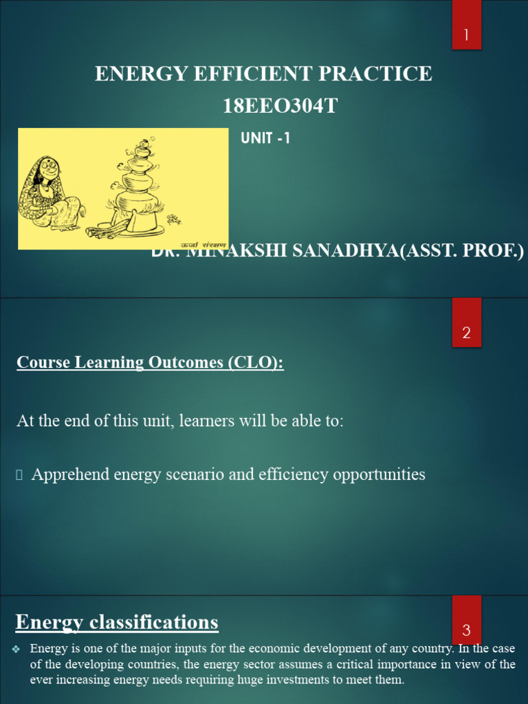 Energy Efficient Practices UNIT-1 | PDF | Energy Development ...