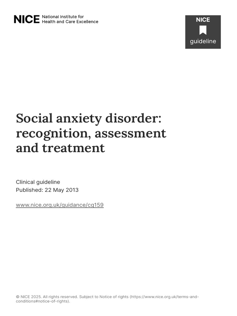 Social Anxiety Disorder Recognition Assessment and Treatment PDF ...