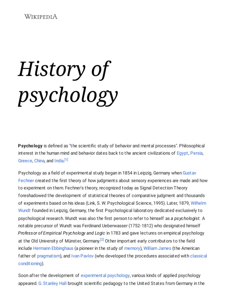 History of Psychology - Wikipedia | PDF | Psychoanalysis | Psychology