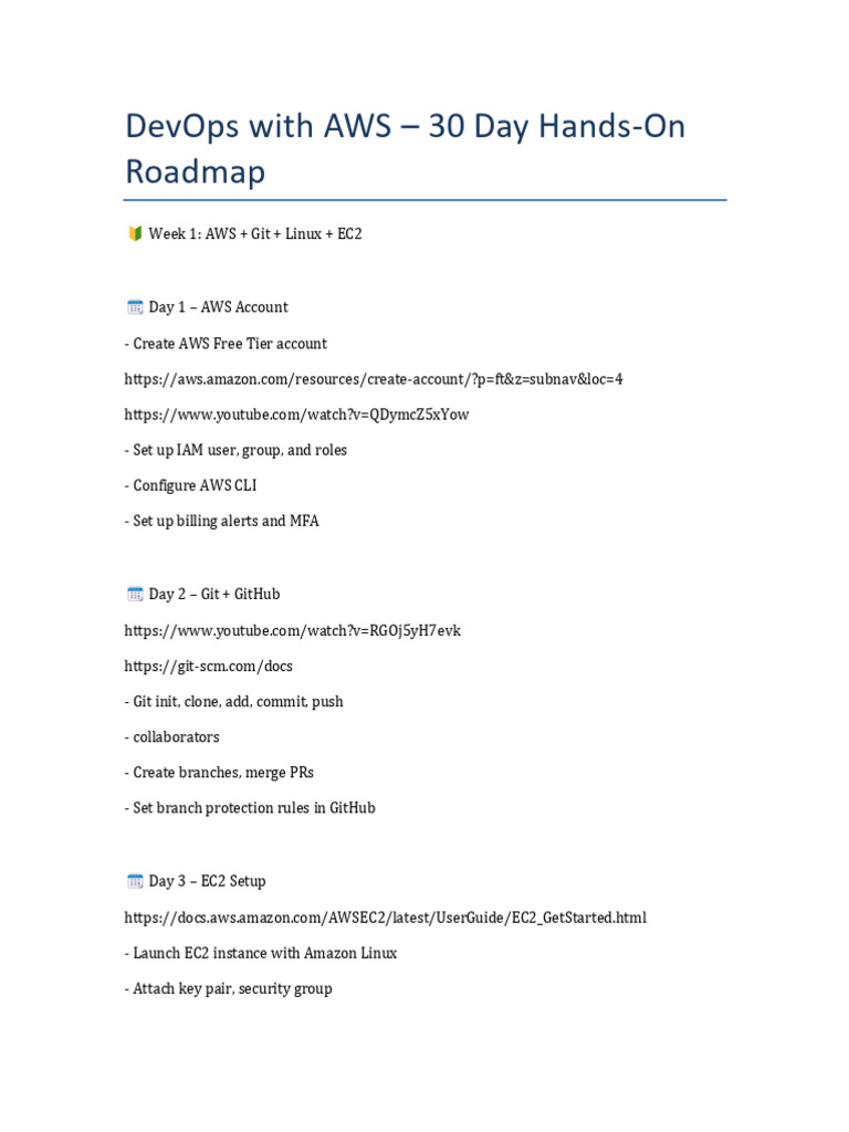 AWS DevOps Full 30 Day Roadmap | PDF | Software | Software Engineering
