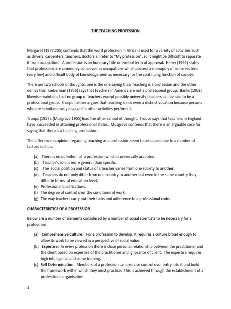 Teaching Profession | PDF | Profession | Teachers