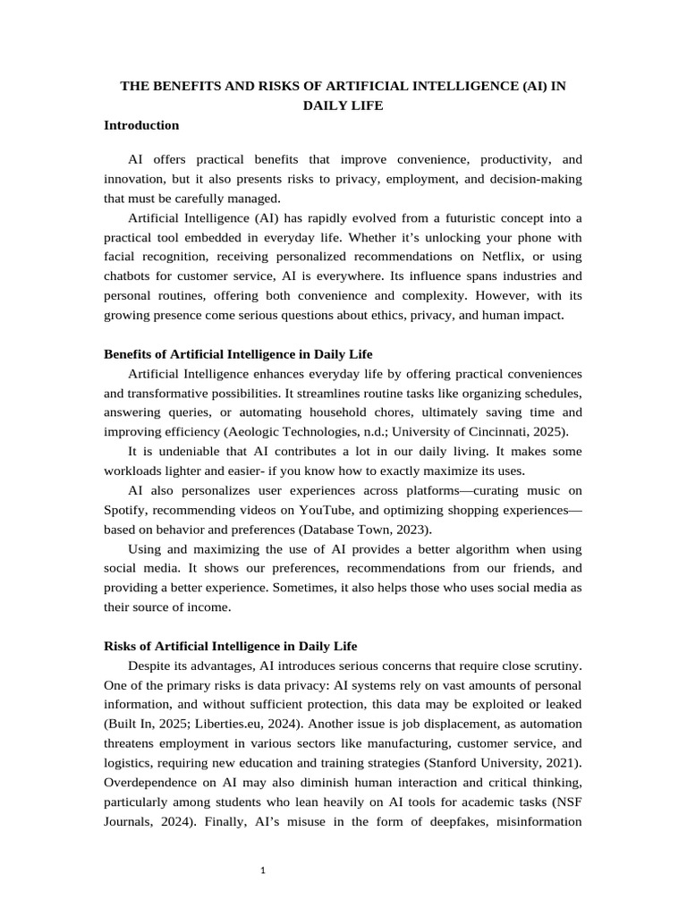 The Benefits and Risks of Artificial Intelligence | PDF | Artificial ...