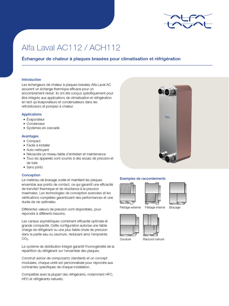 Alfa Laval Ac112 Product Leaflet FR | PDF | Climatisation | Chaleur