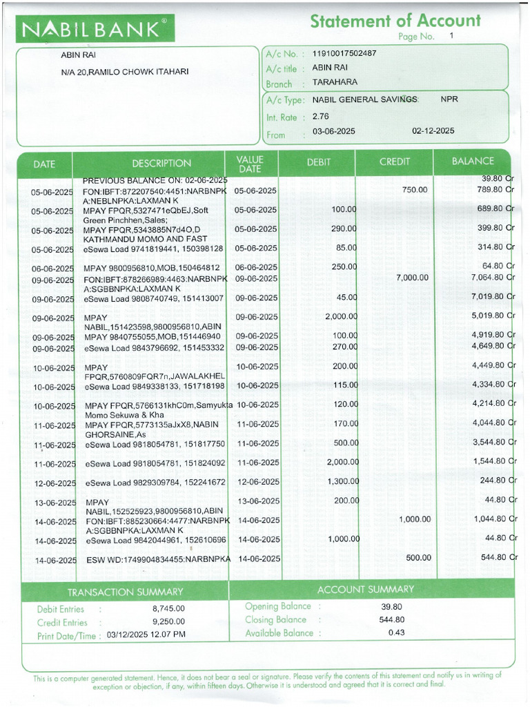Bank Statement | PDF