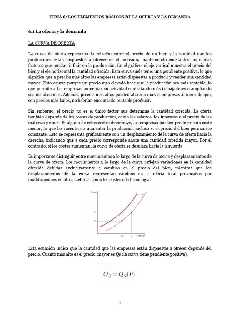 Tema 6 Economía | PDF | Elasticidad (economía) | Oferta y demanda
