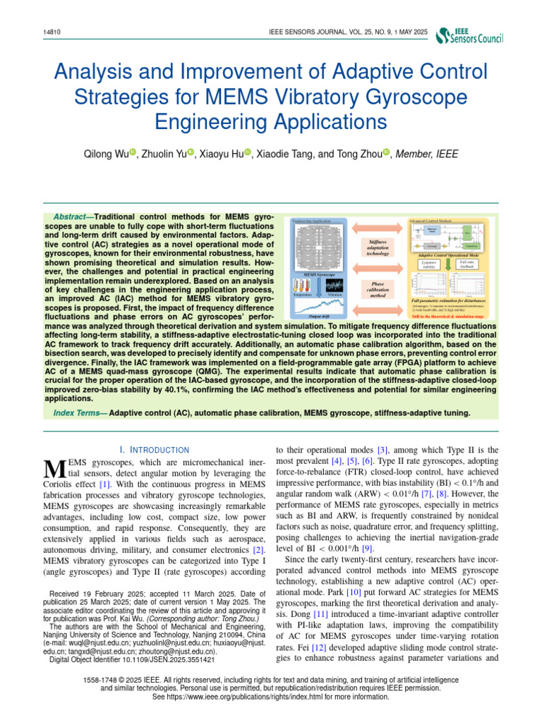 Analysis and Improvement of Adaptive Control Strategies For MEMS ...