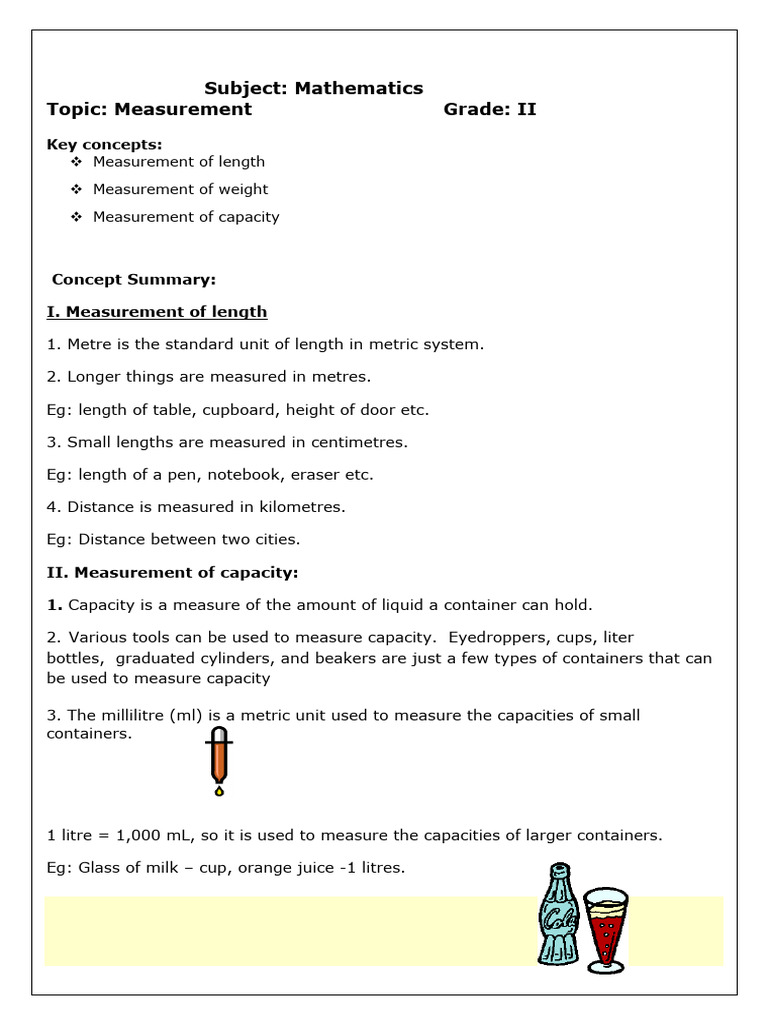 Measurement Study Materials | PDF | Litre | Measurement